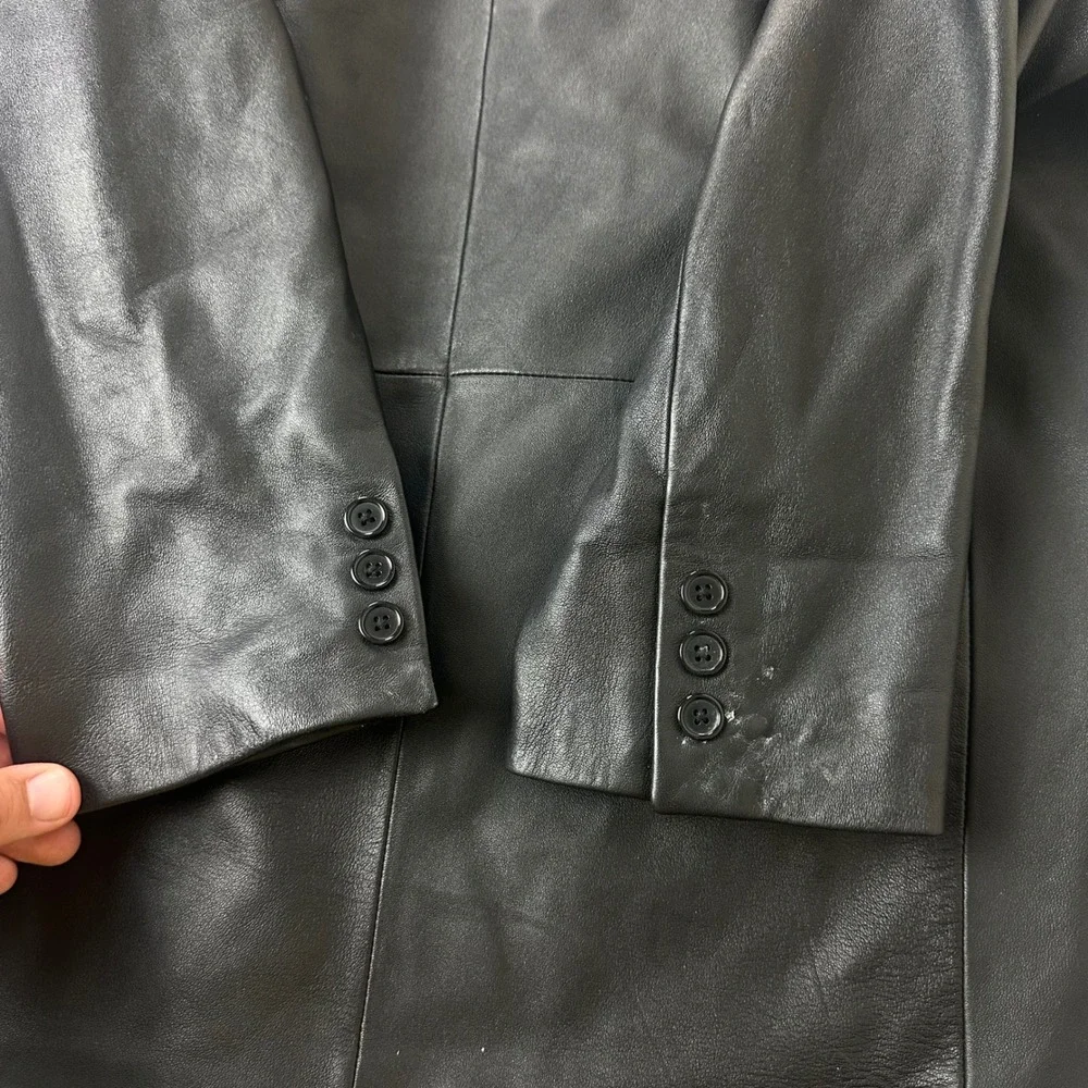 Jones New York Jacket Mens 40R Black Leather Blazer Sport Coat Button Outdoor